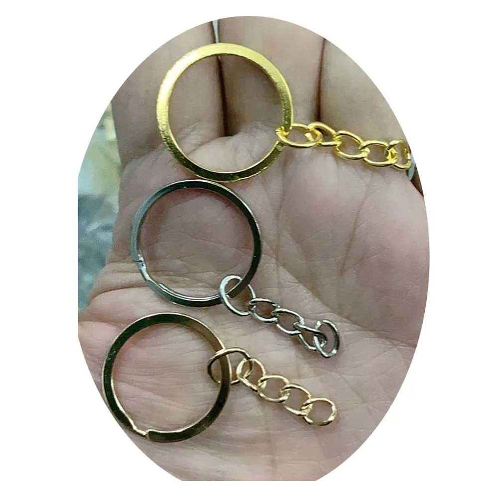 

Hot Sale Gold Plated 2.5cm 3cm DIY Split Key Ring with Chain Keychain Ring Suppliers Key Chain Accessories