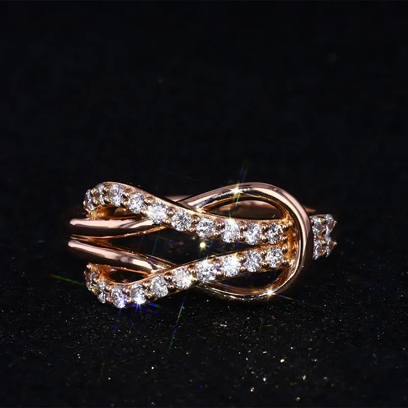 

Starsgem 14K Rose Gold Diamond Women's Wedding Ring, Def white color