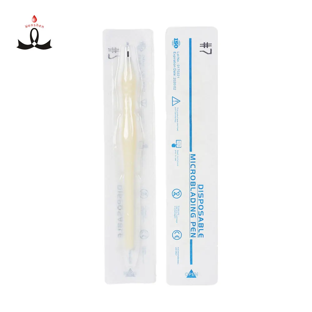 

Factory Supply White Disposable Shading Pen Microblading Pen with Round Blade for Eyebrow Tattoo Shading Blister Package