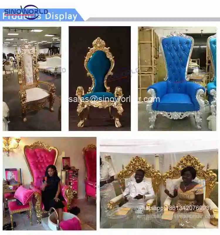Louis high back wood royal wedding sofa king throne pedicure chair