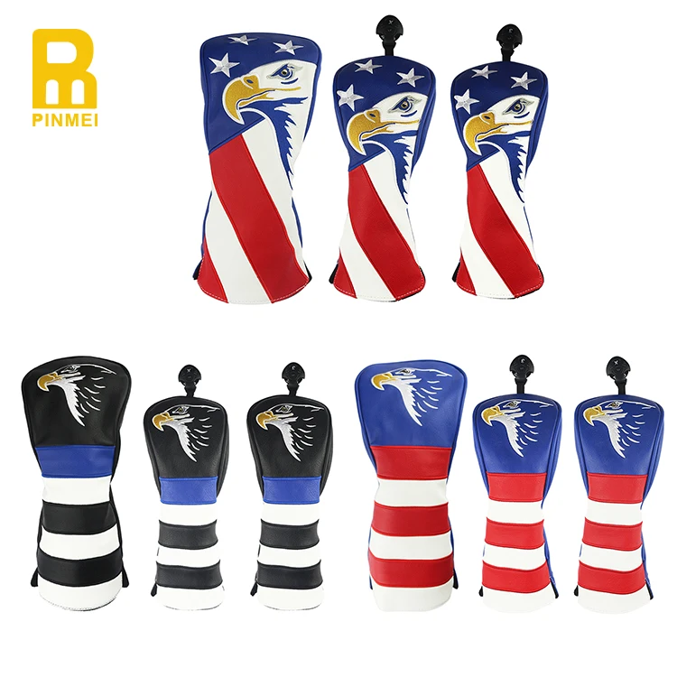 

Wholesale Golf Wood Head covers Customized golf Headcovers PU Leather club covers