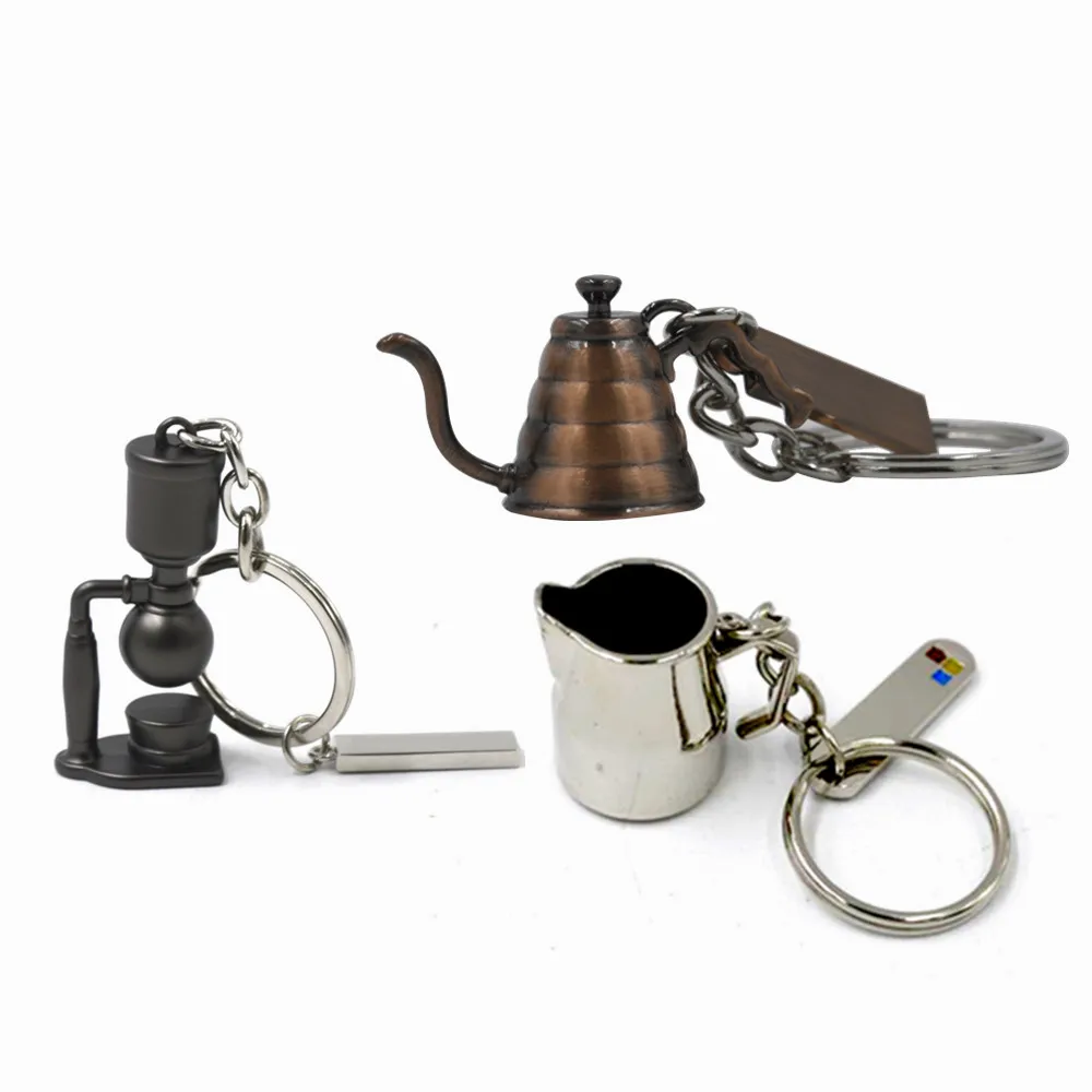 
Customized Mini Coffee Tamper shaped coffee Zinc Alloy Keychain 