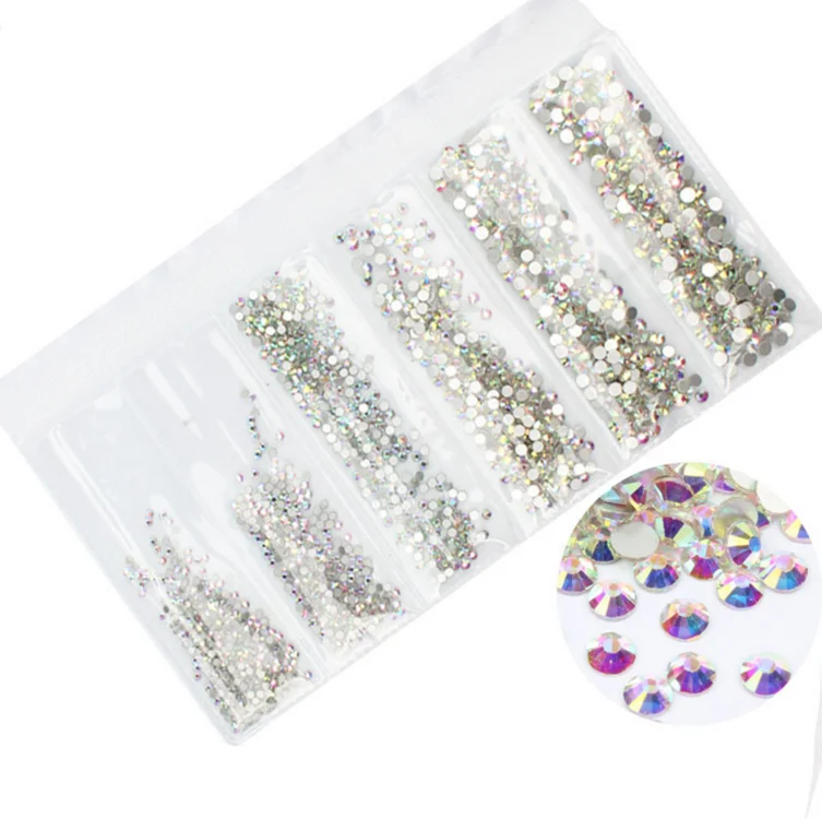 

Small Order Shiny Accessories Round Nail Art Rhinestones 3D Glass Crystal AB Nail Art Decoration