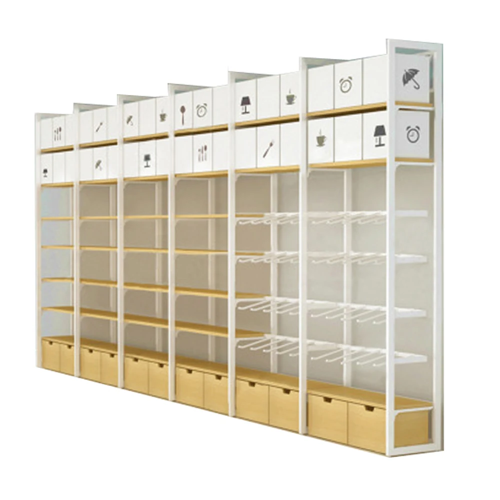 Wholesale Wooden Daiso Display Stand Miniso Display Rack Retail Store