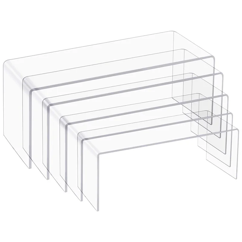 

5 Pack Clear Acrylic Display Risers 5 Sizes Acrylic Jewelry Display Riser Shelf Cake Candy Display Stand Jewelry Showcase