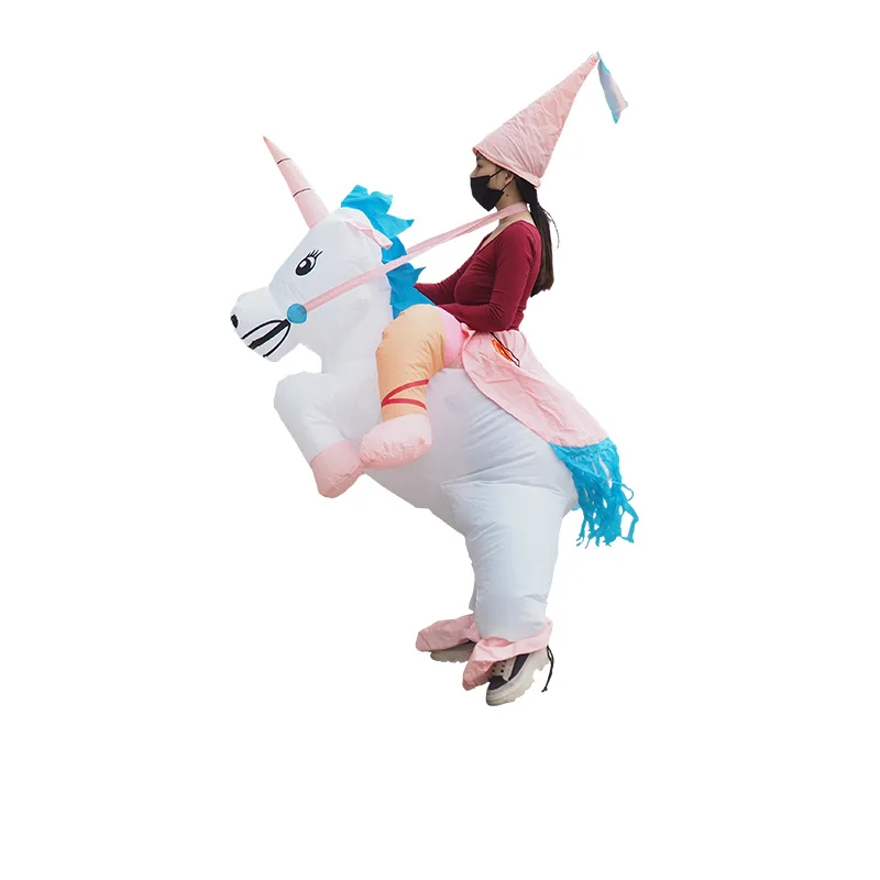 

Halloween purim inflatable unicorn costume animal mascot rider pegasus costume cosplay air blow fantasia wonder woman unicornio, White of inflatable unicorn costume