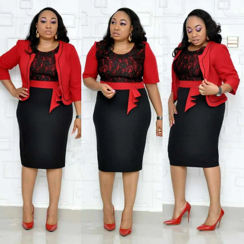 

2021 wholesale new fashion for spring summer african women lace stitching dress coat two piece sets suit