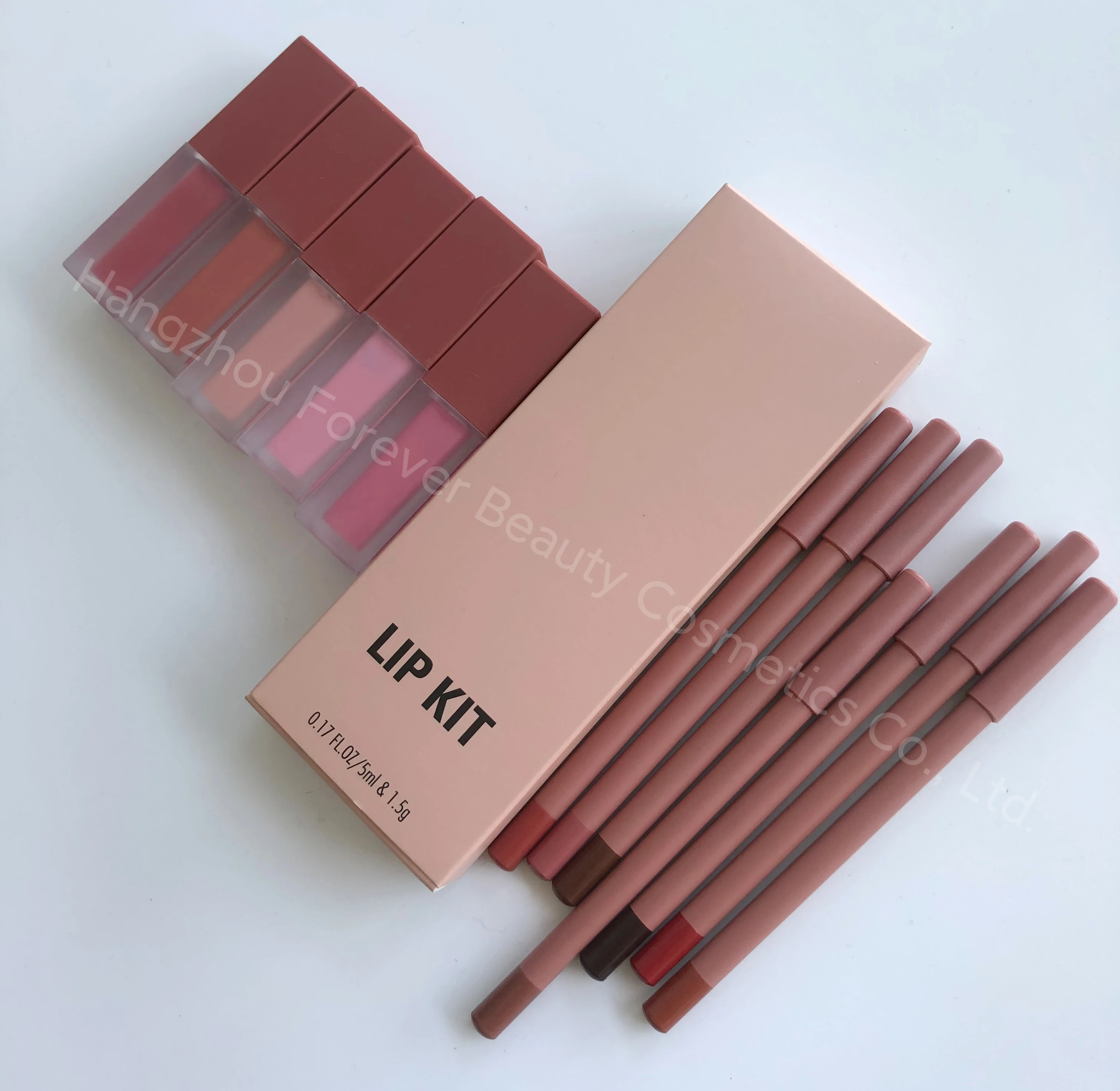 

Make Your Own Brand Color Matched Creamy Matte Lip Liner Brownish Nude Lip Kit Custom Logo