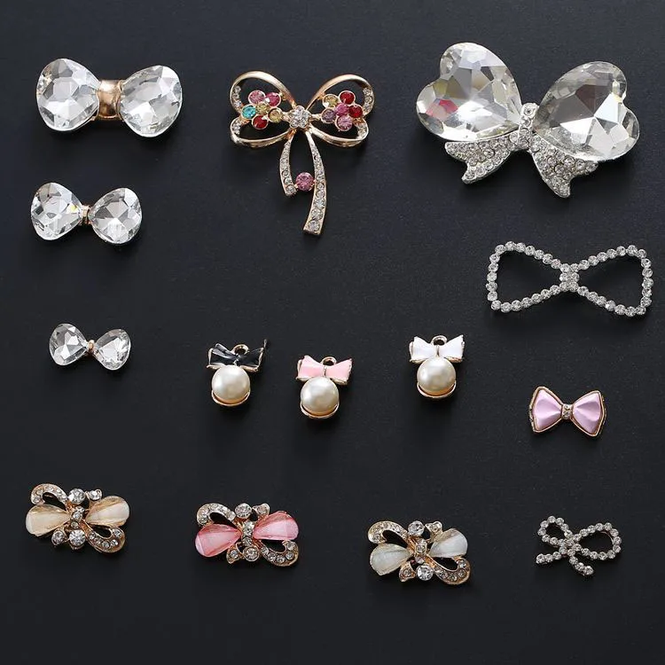 

Fashion hot Sale Accessories new bowknot Shoe Clog Charm Designer Luxury Metal Diamond Bling Charms For Croc, As picture