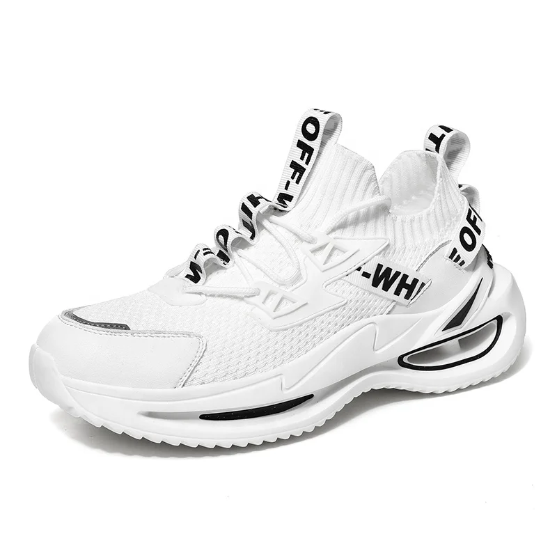 

2020 hot phylon outsole fly weaving upper breathable fashion casual sport shoes men running footwear good quality OEM, White