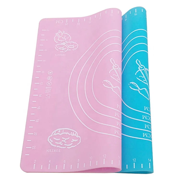 

Food Grade Non-Stick Silicone Baking Mat With Measurements Customized BPA Free Silicone Kneading Dough Mat, Pink, blue