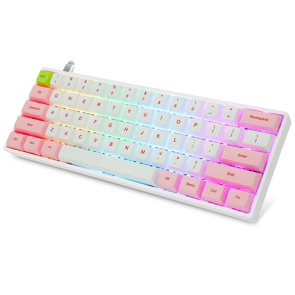 

Amazon top hotswap GK61S Gateron optical switch wireless pbt keycaps RGB 60% gaming mechanical keyboard, Black/ white