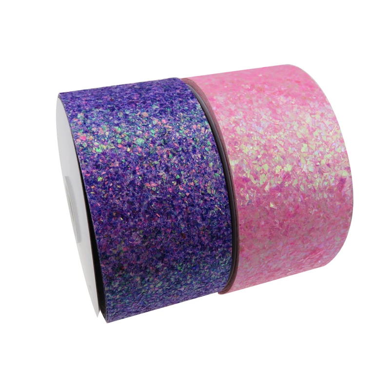 

BOCA 3 inch 75mm vinyl spangle shiny Fabric chunky glitter ribbon for hair bows DIY hat hand made crafts decoration, 196 color to choose