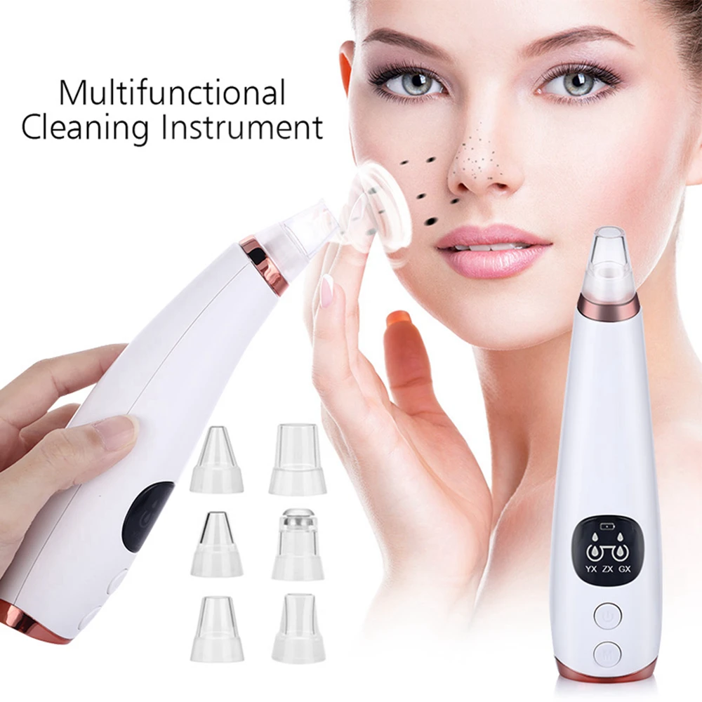 

NEW Electronic LCD Pore 6 Sucker Heads Vacuum Blackhead Remover Suction Facial Aspirateur Point Noir Pimple Remover Acne Care