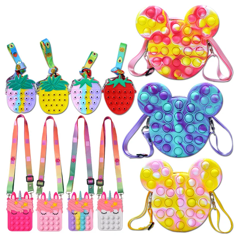 

Hot selling newest squid game push pop fidget toys silicone coin purse fidget bags mini kid purses, 13 color