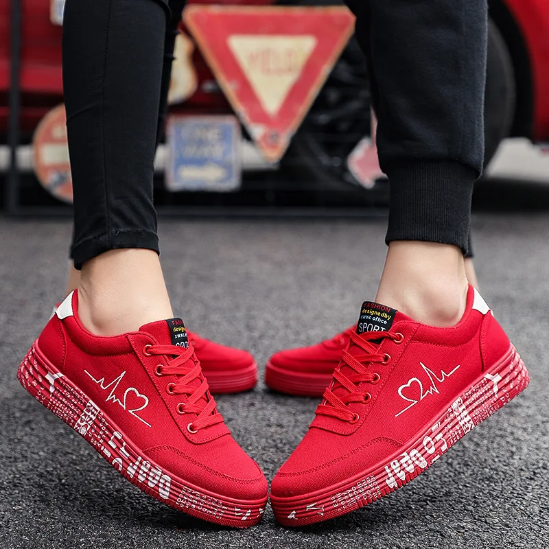 

WK-018 2021 Romantic couple sports canvas shoes suitable for High heels and flat shoes.custom valentine platform canvas shoe, Picture show