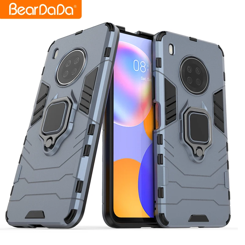 

Car Mount Magnetic Attraction ring holder kickstand Luxury tpu pc hybrid phone case for HUawei Y9A cases