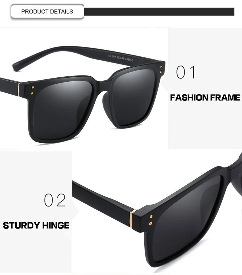 2020 New fashion polarized square mens glasses TR90 women sunglasses wholesale