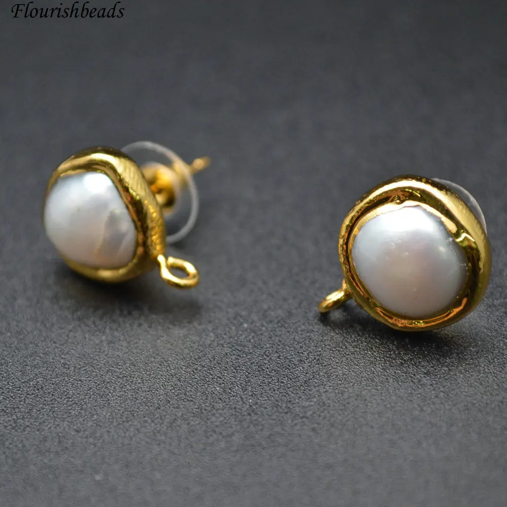 

18k Gold Plating Natural White Pearl Earring Hooks fit Dangle Earrings Making, Pic