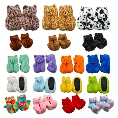 

Latest Winter Warm Cotton Home Plush All inclusive Teddy Slippers for kids