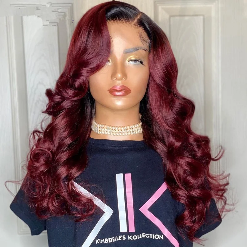 

1B/Burdundy Natural Wave 5X5 HD Lace Closure Wig 99J Human Hair Wigs For Sales