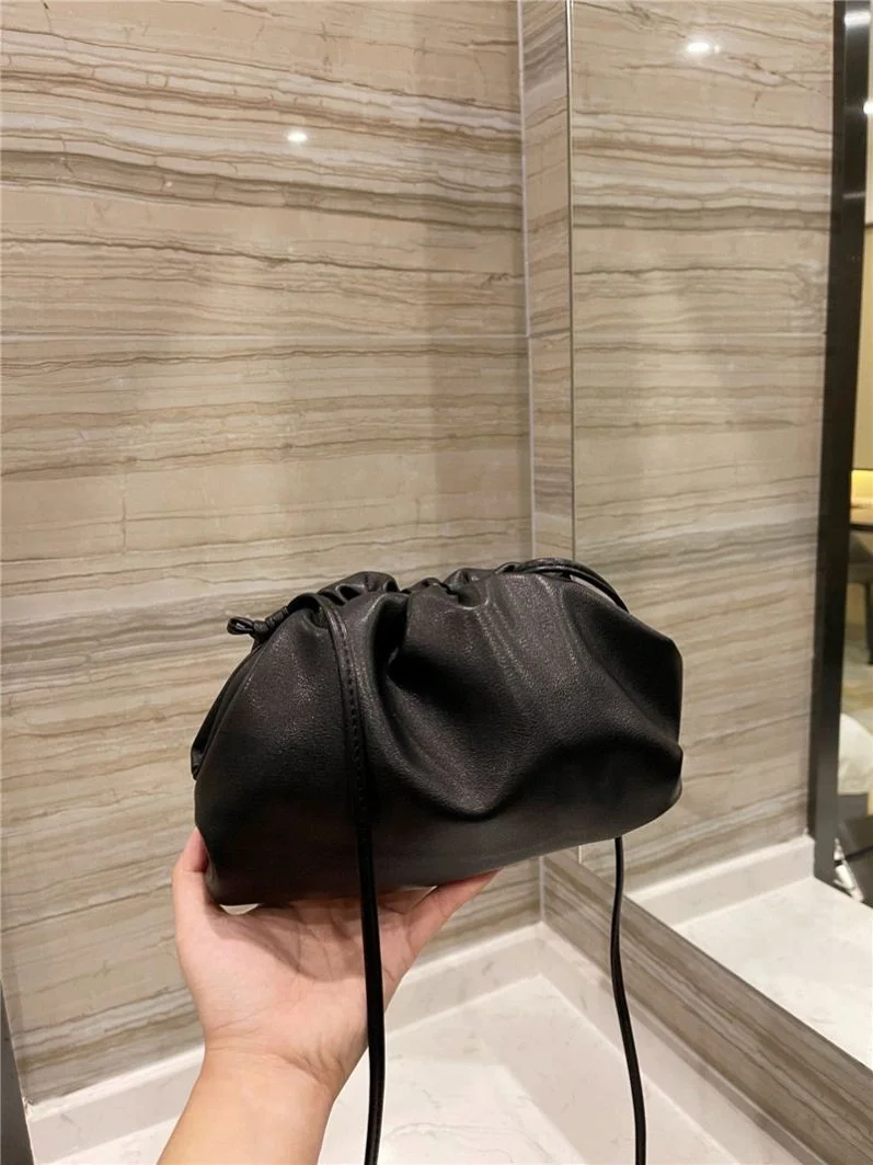 

Top String Wrinkle Cloud Bag Plain Color Simple Design Bags For Ladies Soft Quality Shoulder Handbag