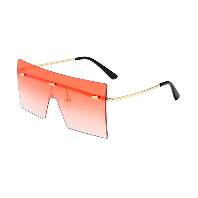 

2021 Hot Sale Custom Logo Fashion Design Women Metal Oversized Rimless Square Prescription Sunglasses Sun Glasses