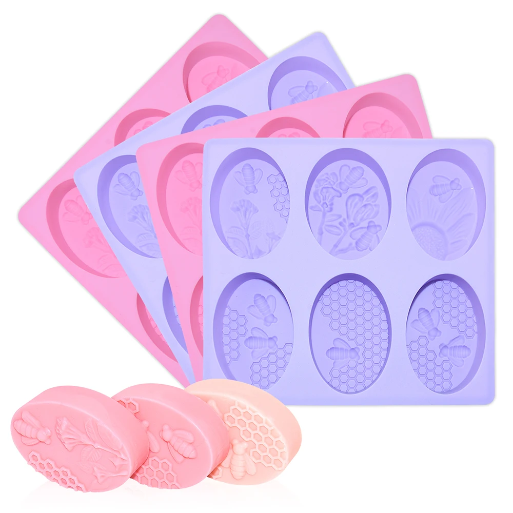 

BHD BPA free 6 Cavity Rectangle Silicone Soap Molds, Blue;pink;purple;custom