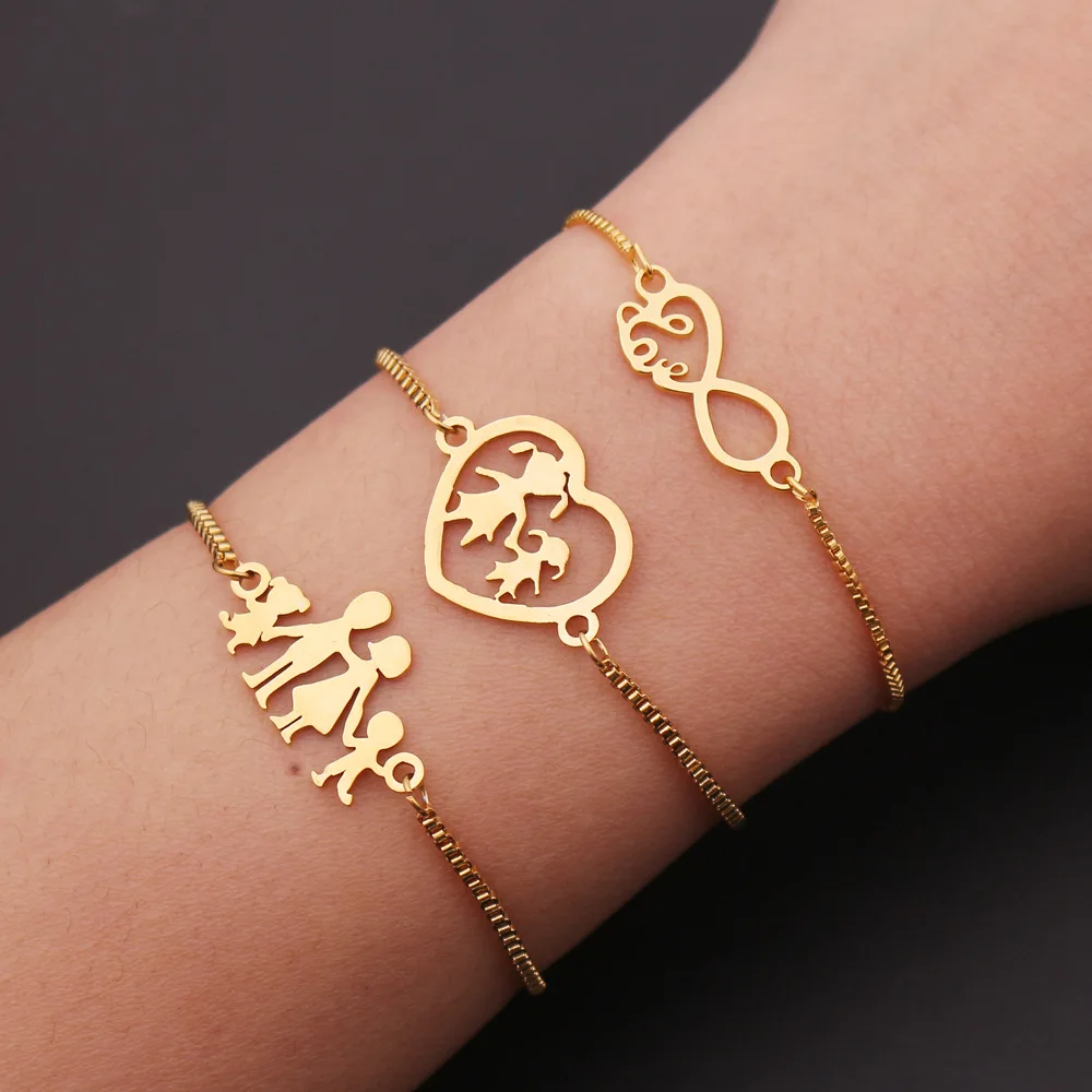 

2021 Mothers Day Gift Creative Stainless Steel Mom Heart Bracelet Fashion Mom Infinity Pendant Bracelet