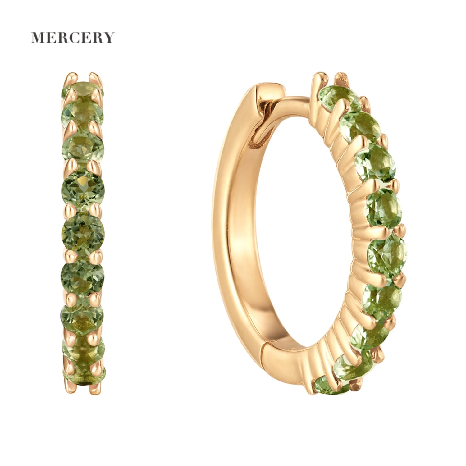 

Mercery August Birthstone Peridot Jewelry Green Gemstone Earring 14k Solid Gold Small Hoop Huggies Earrings For Birthday Gift