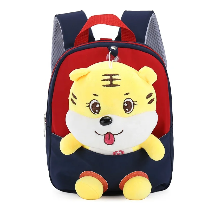 

Toy Backpack soft cotton fabric School Plush Backpack kids 3D cartoon animal tiger kindergarten plush toy backpack boys girls