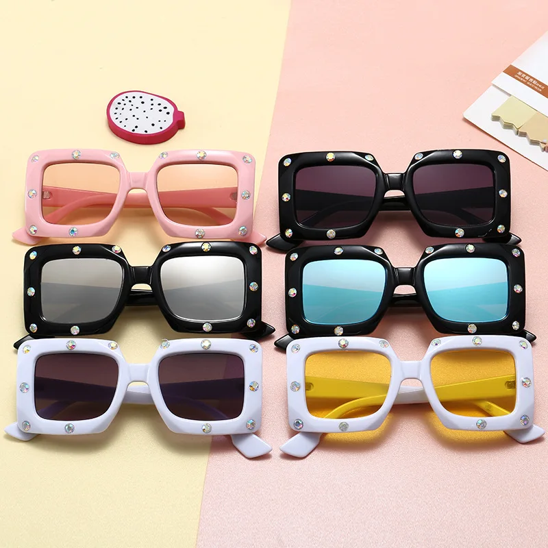 

Wholesale New Children's Sunglasses Square Frame Kids Trendy Glasses, As picture