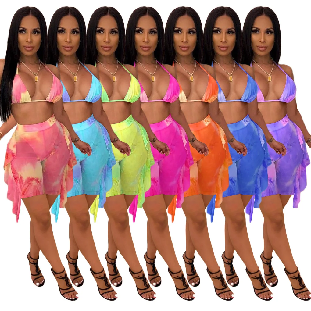 

RUIYI 2021 plus size high waist swimsuit Wholesale Women Tie die two piece swimsuit