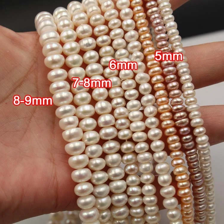 high quality 100% real natural fresh water pearls strand 2-12 mm Button bread round natural pearl strand necklace mix colors