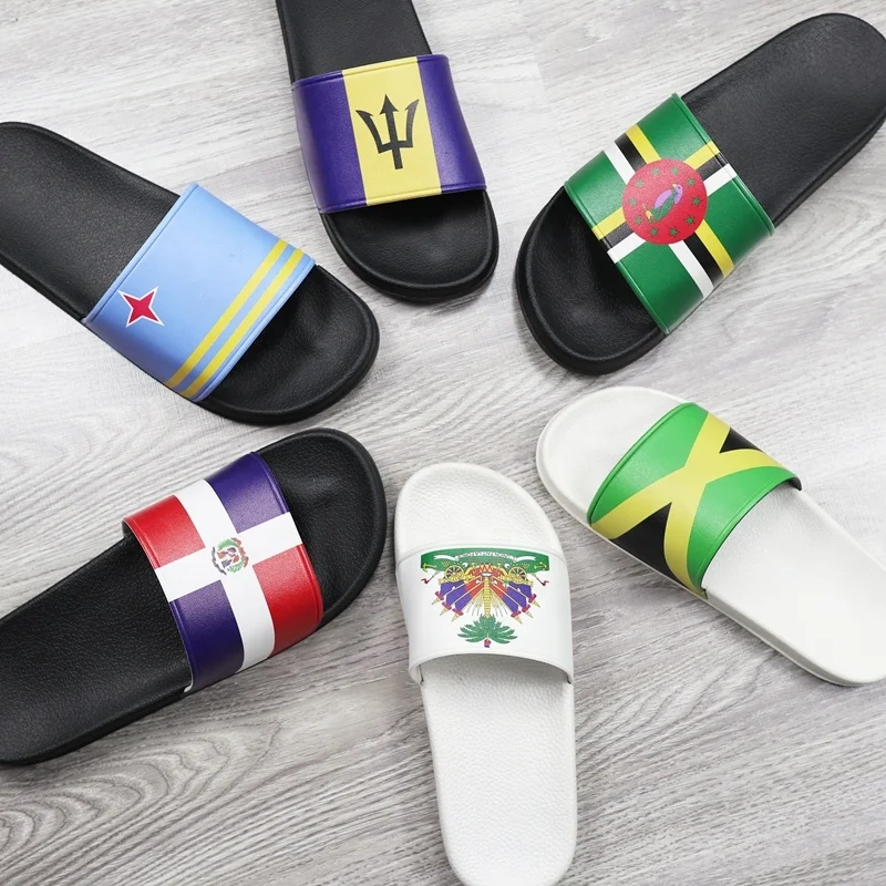 

PVC wholesale Amazon hot sale country flag sandles for men unisex sandals custom logo, Customized color