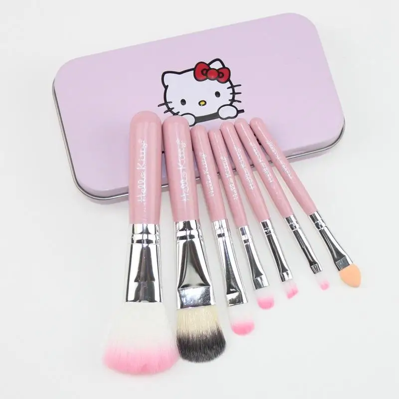 

Wholesale facial 7pcs pink cute hello kitty beauty cosmetic makeup brush luggage set, Green