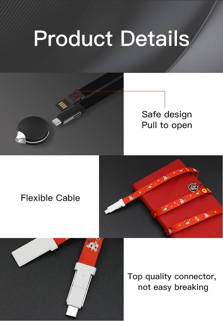 2019 Hot Sale Multifunction Nylon 3 in 1 Lanyard Charging Cable for Mobile Phone - ANKUX.COM