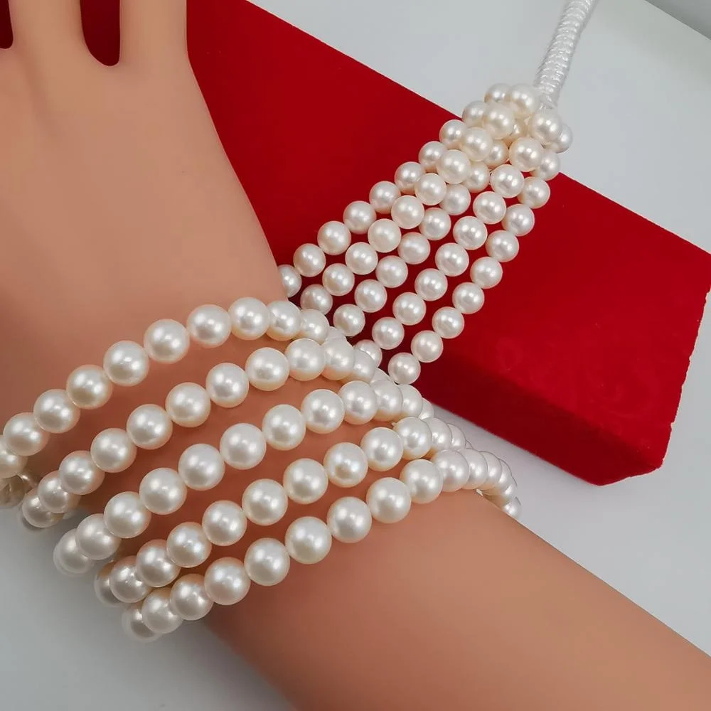 
Top quality 7-8mm round real sweet water pearls strand from top pearl ltd white natural freshwater pearl 16-inch strand string 