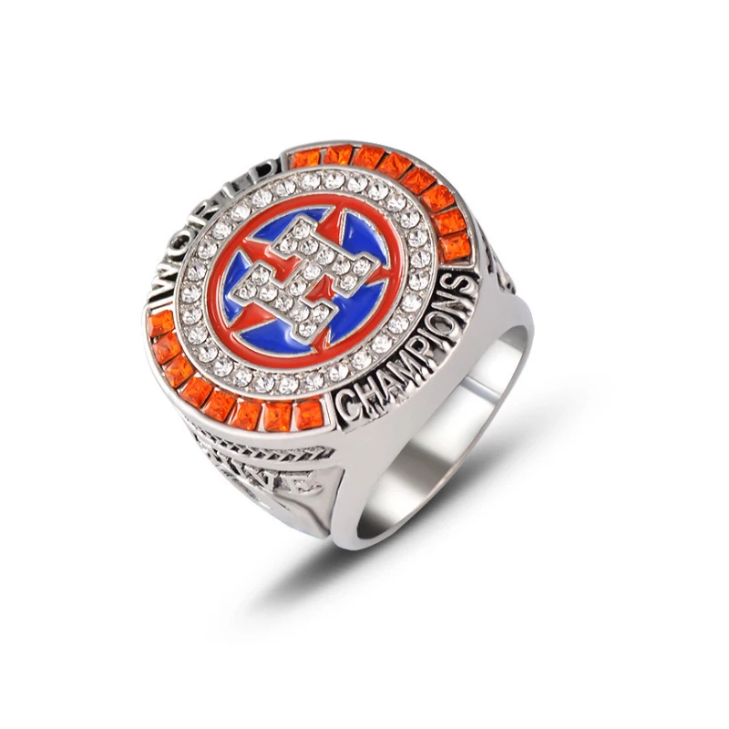 

Custom Mens Cheap Youth Baseball MLB Geometric Spaceman Championship Astros Ring, Silver