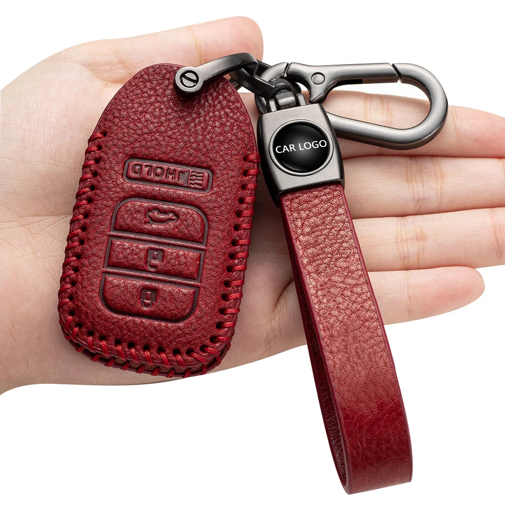
Factory wholesale high quality soft leather key cover case for all models key holder car keyring chain customized car Logo 