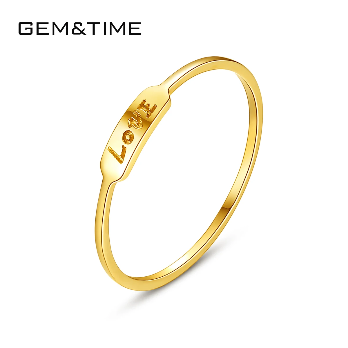 

GEM&TIME Love Jewellery I Love You Ring LOVE Shape 14k Solid Gold Ring