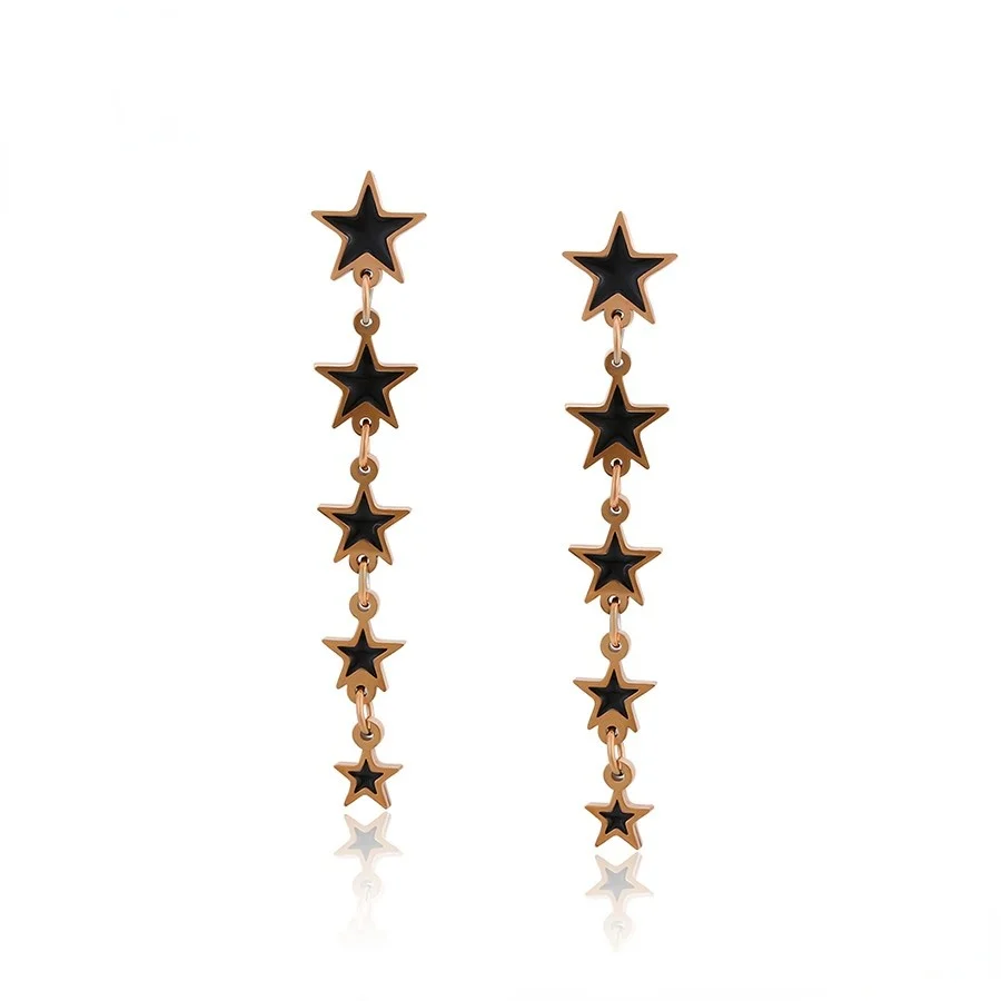 

A00769732 Xuping jewelry elegant exquisite stainless steel star long rose gold temperament earrings