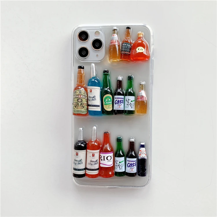 

2021 Unique 3D Wine Bottles TPU Soft Cell Phone Cover Case For iPhone 12 Pro max 11 Xsmax XR xs Mobile Phone Cases, Colors optional