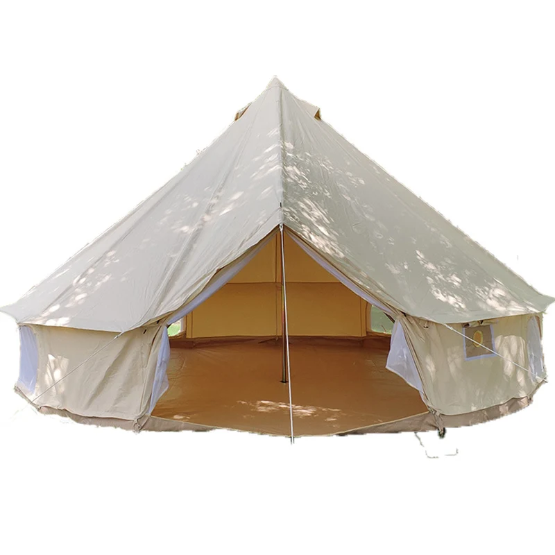 

3M 4M 5M 6M 7M 8M Oxford Canvas Cotton Waterproof Luxury Safari Yurt Glamping Fireproof Bell Tent, Beige/white