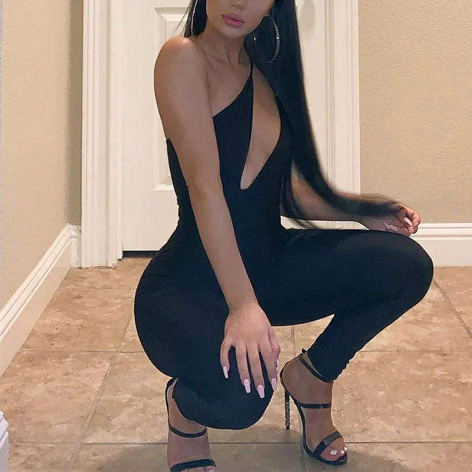 

2021 Women Fashion Sexy Club Wear Skinny Biker Bodycon Jumpsuits
