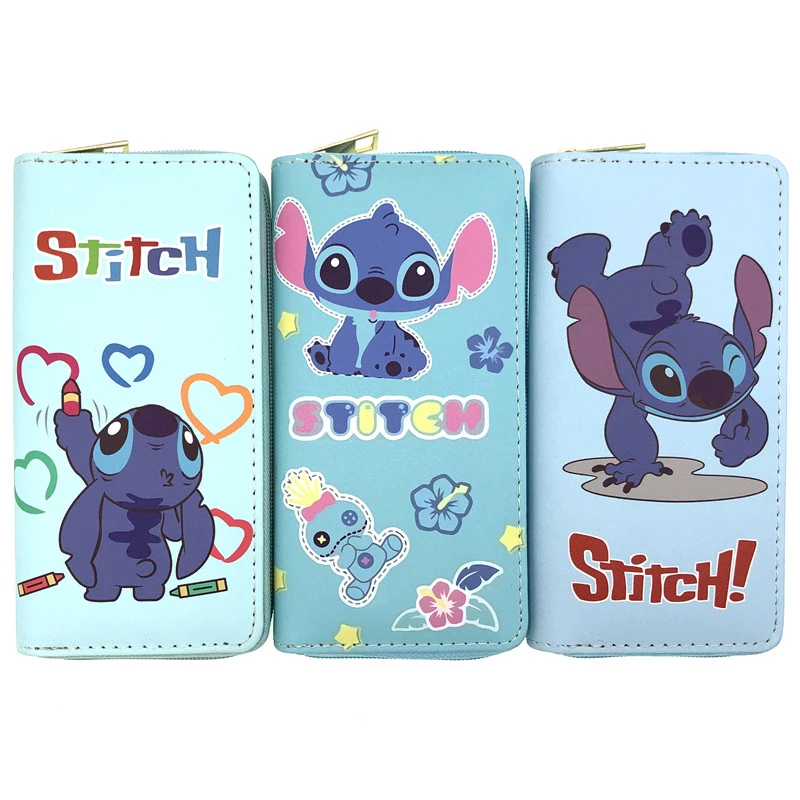 

Lilo&Stitch Series-15 High Quality Women's Cartoon Design Purse Girls Long PU Zipper Wallet Kitty Mickey Mouse Stitch Wallets