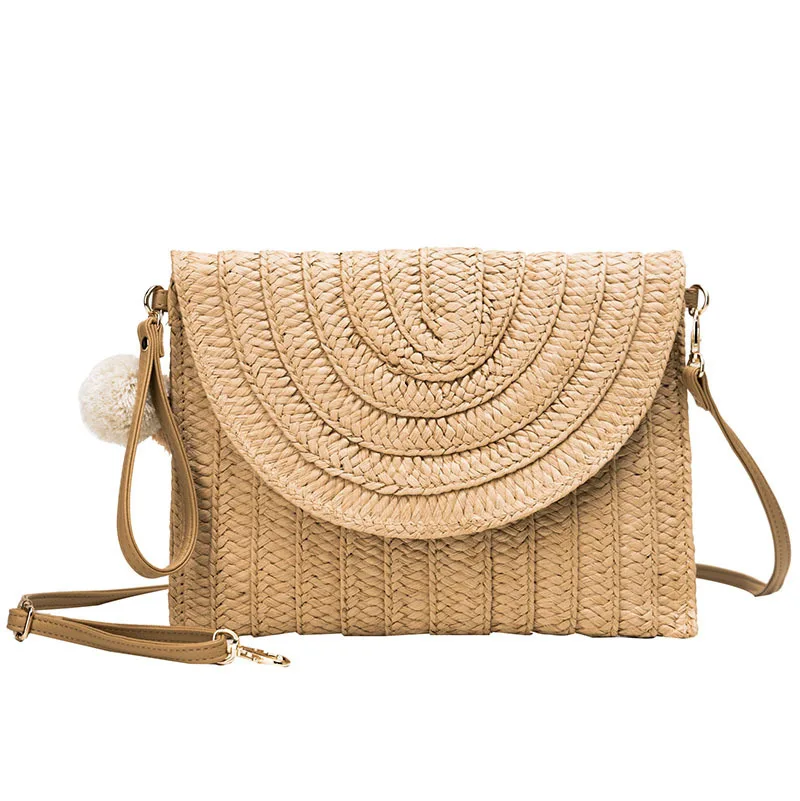 

Women Shoulder Handbag Crossbody Clutch Purse Handbag Evening Summer Beach Handmade Woven Envelope Straw Bag