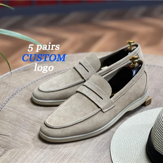 

custom logo latest handmade suede cow genuine leather slip on flat casual driving moccasin loafer shoes men