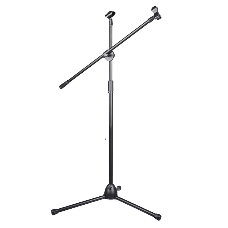 

OEM music stand Orchestra steel instrument metal all black microphone stand with adjustable microphone clip