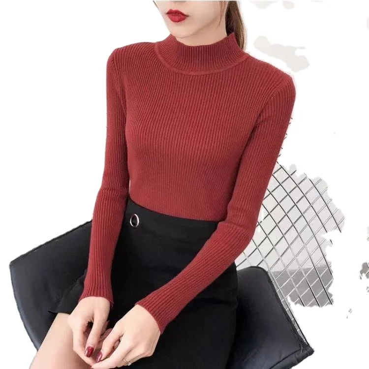 

Half turtleneck sweater sweater bottoming shirt women's long sleeves with autumn hedging wild slim fit tight sweater